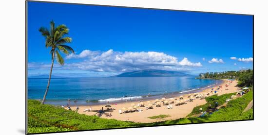 Tourists on Wailea Beach in Wailea Area of Maui, Hawaii, USA-null-Mounted Photographic Print