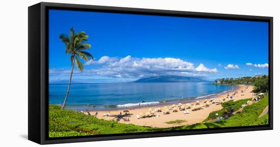 Tourists on Wailea Beach in Wailea Area of Maui, Hawaii, USA-null-Framed Stretched Canvas