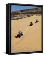 Tourists Set Out on Quad Bikes to Explore Magnificent Desert Scenery of Hartmann's Valley, Nambia-Nigel Pavitt-Framed Stretched Canvas