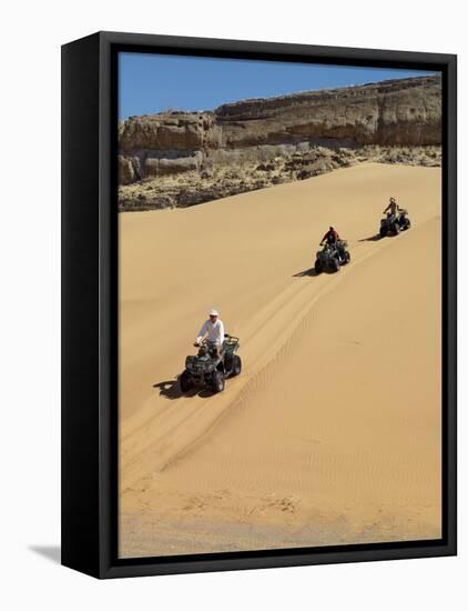 Tourists Set Out on Quad Bikes to Explore Magnificent Desert Scenery of Hartmann's Valley, Nambia-Nigel Pavitt-Framed Stretched Canvas