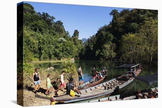 Tourists Sightseeing, Ratchaprapa Reservoir, Khao Sok National Park, Surat Thani Province, Thailand-Christian Kober-Stretched Canvas