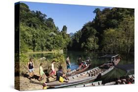 Tourists Sightseeing, Ratchaprapa Reservoir, Khao Sok National Park, Surat Thani Province, Thailand-Christian Kober-Stretched Canvas