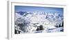 Tourists Skiing in Snow Covered Landscape, Sun Valley, Blaine County, Idaho, USA-null-Framed Photographic Print