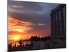 Tourists Stand Outside the Temple of Poseidon at Cape Sounion-null-Mounted Photographic Print