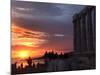 Tourists Stand Outside the Temple of Poseidon at Cape Sounion-null-Mounted Photographic Print