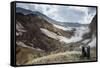 Tourists Standing by Smoking Fumaroles on Mutnovsky Volcano, Kamchatka, Russia, Eurasia-Michael Runkel-Framed Stretched Canvas