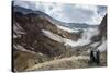 Tourists Standing by Smoking Fumaroles on Mutnovsky Volcano, Kamchatka, Russia, Eurasia-Michael Runkel-Stretched Canvas