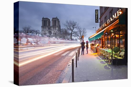 Tourists Stop to Photograph Notre Dame De Paris Cathedral at Dawn, Paris, France, Europe-Julian Elliott-Stretched Canvas