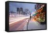 Tourists Stop to Photograph Notre Dame De Paris Cathedral at Dawn, Paris, France, Europe-Julian Elliott-Framed Stretched Canvas