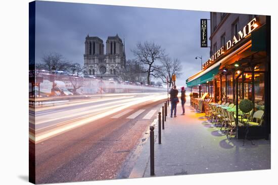 Tourists Stop to Photograph Notre Dame De Paris Cathedral at Dawn, Paris, France, Europe-Julian Elliott-Stretched Canvas