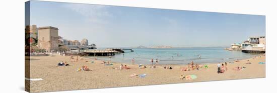 Tourists Sunbathing on the Beach, Catalans Beach, Marseille, Bouches-Du-Rhone, France-null-Stretched Canvas