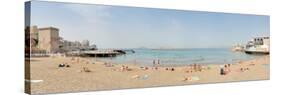 Tourists Sunbathing on the Beach, Catalans Beach, Marseille, Bouches-Du-Rhone, France-null-Stretched Canvas