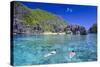 Tourists Swimming in the Crystal Clear Water in the Bacuit Archipelago, Palawan, Philippines-Michael Runkel-Stretched Canvas