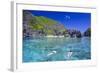 Tourists Swimming in the Crystal Clear Water in the Bacuit Archipelago, Palawan, Philippines-Michael Runkel-Framed Photographic Print