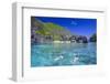 Tourists Swimming in the Crystal Clear Water in the Bacuit Archipelago, Palawan, Philippines-Michael Runkel-Framed Photographic Print