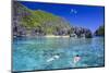 Tourists Swimming in the Crystal Clear Water in the Bacuit Archipelago, Palawan, Philippines-Michael Runkel-Mounted Photographic Print