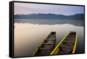 Tourists Travel Via Canoe Along Chalalan Lodge Lagoon in Madidi National Park in Bolivia-Sergio Ballivian-Framed Stretched Canvas