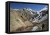 Tourists Trek in Winter, Hemis National Park, Ladakh, India, Asia-Peter Barritt-Framed Stretched Canvas