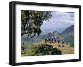 Tourists Trekking, Simien Mountains National Park, Unesco World Heritage Site, Ethiopia, Africa-David Poole-Framed Photographic Print