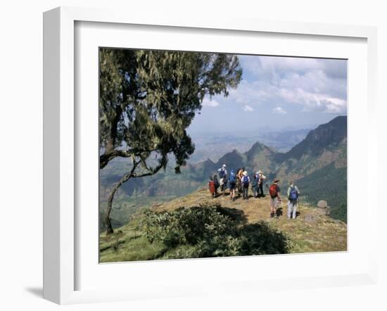 Tourists Trekking, Simien Mountains National Park, Unesco World Heritage Site, Ethiopia, Africa-David Poole-Framed Photographic Print