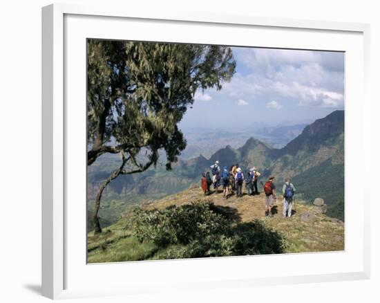 Tourists Trekking, Simien Mountains National Park, Unesco World Heritage Site, Ethiopia, Africa-David Poole-Framed Photographic Print