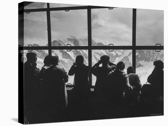 Tourists Viewing the Alps-James Burke-Stretched Canvas