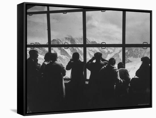 Tourists Viewing the Alps-James Burke-Framed Stretched Canvas