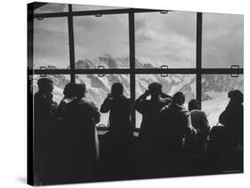 Tourists Viewing the Alps-James Burke-Stretched Canvas