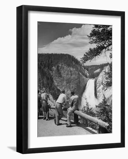 Tourists Viewing Waterfall in Yellowstone National Park-Alfred Eisenstaedt-Framed Premium Photographic Print