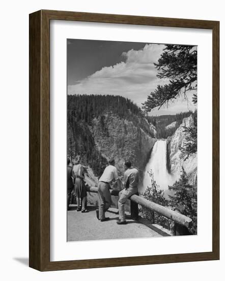 Tourists Viewing Waterfall in Yellowstone National Park-Alfred Eisenstaedt-Framed Photographic Print