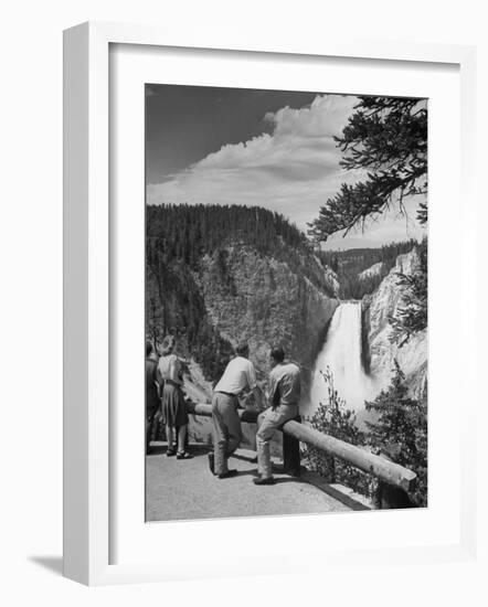 Tourists Viewing Waterfall in Yellowstone National Park-Alfred Eisenstaedt-Framed Photographic Print