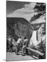 Tourists Viewing Waterfall in Yellowstone National Park-Alfred Eisenstaedt-Mounted Photographic Print