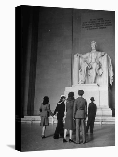 Tourists Visiting Lincoln Memorial-Thomas D^ Mcavoy-Stretched Canvas