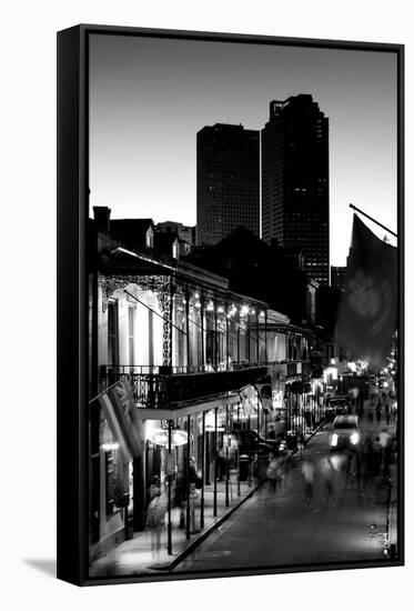 Tourists walking in the street, Bourbon Street, French Quarter, New Orleans, Louisiana, USA-null-Framed Stretched Canvas