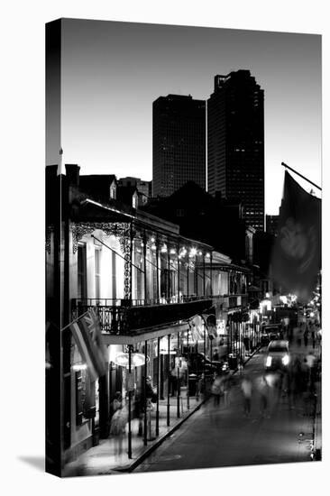 Tourists walking in the street, Bourbon Street, French Quarter, New Orleans, Louisiana, USA-null-Stretched Canvas