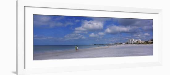 Tourists Walking on the Beach, Crescent Beach, Gulf of Mexico, Siesta Key, Florida, USA-null-Framed Photographic Print