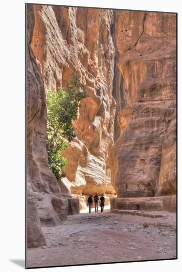 Tourists Walking Through the Siq, Petra, Jordan, Middle East-Richard Maschmeyer-Mounted Photographic Print