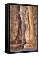 Tourists Walking Through the Siq, Petra, Jordan, Middle East-Richard Maschmeyer-Framed Stretched Canvas