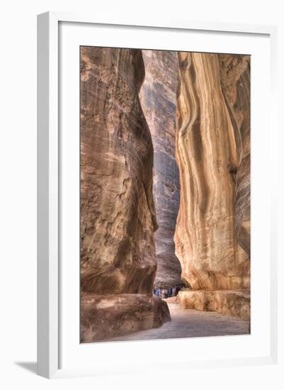 Tourists Walking Through the Siq, Petra, Jordan, Middle East-Richard Maschmeyer-Framed Photographic Print