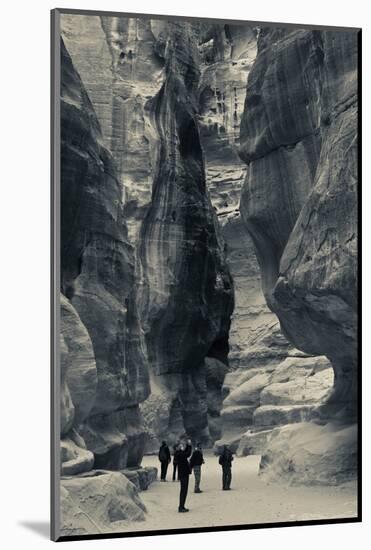 Tourists walking through the Siq, Petra, Wadi Musa, Jordan-null-Mounted Photographic Print