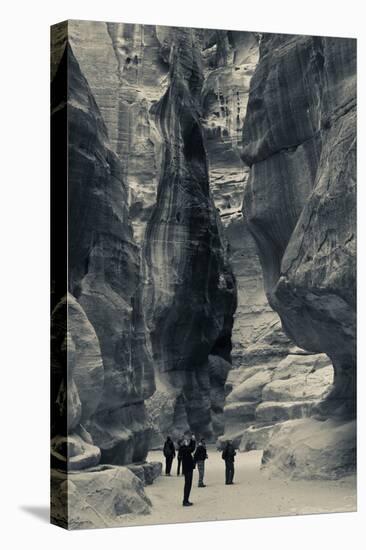 Tourists walking through the Siq, Petra, Wadi Musa, Jordan-null-Stretched Canvas