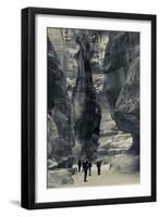 Tourists walking through the Siq, Petra, Wadi Musa, Jordan-null-Framed Photographic Print