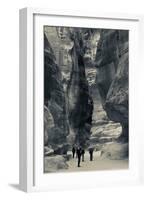 Tourists walking through the Siq, Petra, Wadi Musa, Jordan-null-Framed Photographic Print