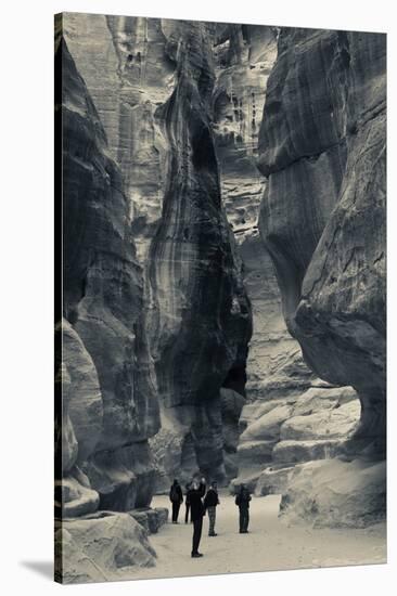 Tourists walking through the Siq, Petra, Wadi Musa, Jordan-null-Stretched Canvas