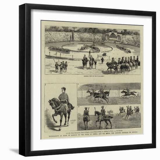 Tournament at Rome in Honour of the Duke of Genoa and His Bride, the Princess Isabella of Bavaria-null-Framed Giclee Print