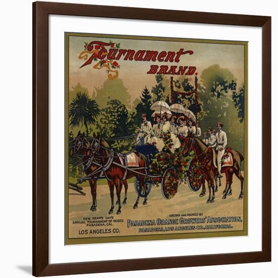 Tournament Brand - Pasadena, California - Citrus Crate Label-Lantern Press-Framed Art Print