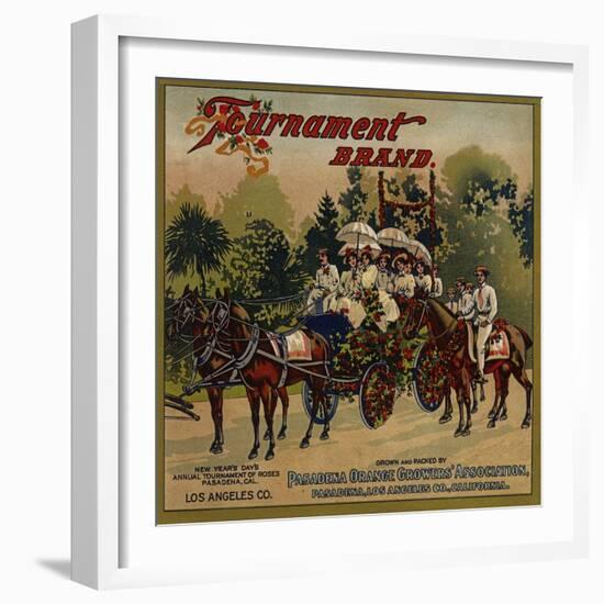 Tournament Brand - Pasadena, California - Citrus Crate Label-Lantern Press-Framed Art Print