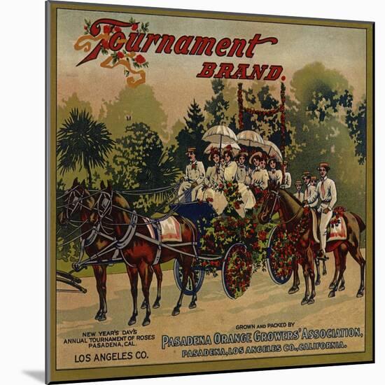 Tournament Brand - Pasadena, California - Citrus Crate Label-Lantern Press-Mounted Art Print