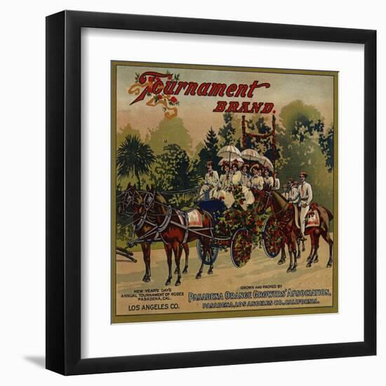 Tournament Brand - Pasadena, California - Citrus Crate Label-Lantern Press-Framed Art Print