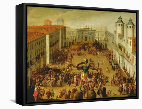 Tournament in Piazza Castello in Honour of the Wedding of Victor Amadeus I and Christine of France-Antonio Tempesta-Framed Stretched Canvas